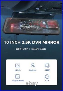 10in 2K Mirror Car Dash Cam Touch Screen Dual Camera G-Sensor Hd Drive Recorder