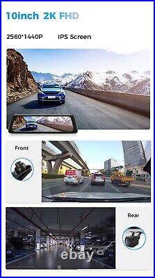 10in 2K Mirror Car Dash Cam Touch Screen Dual Camera G-Sensor Hd Drive Recorder