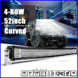 12D 4 Row LED Light bar Curved 52Inch 3000W Spot Flood Combo kit offoad 50 42'