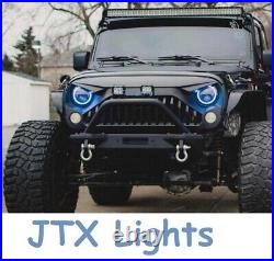 1pr 7 LED CHROME Headlights BLUE and WHITE for Land Rover Series 1 2 2A 3