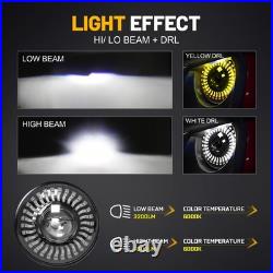 2PCS 7inch Round LED Headlights Halo Hi/Lo Z-Beam For Classic Mini Austin Rover