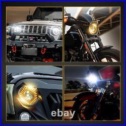 2PCS 7inch Round LED Headlights Halo Hi/Lo Z-Beam For Classic Mini Austin Rover