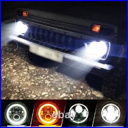 2x 7 Inch LED Headlights H4 Bulbs For Land Rover Defender 90 110 E MARKED BLACK