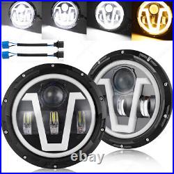 2x 7 Inch Round LED Headlight Halo Angle Eyes For Jeep 97-2017 Wrangler JK LJ TJ