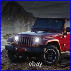 2x 7 Inch Round LED Headlight Halo Angle Eyes For Jeep 97-2017 Wrangler JK LJ TJ