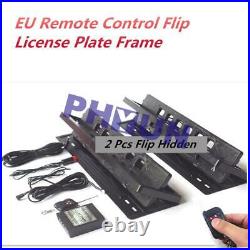 2x EU Remote Control Flip License Plate Frame Car Number Plate Turn Shift Blinds