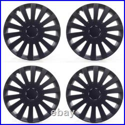 4x Wheel Trims 17 Inch Hub Caps Covers Wind Black schwarz for Alfa Dacia Honda