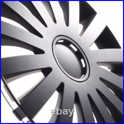 4x Wheel Trims 17 Inch Hub Caps Covers Wind Black schwarz for Alfa Dacia Honda