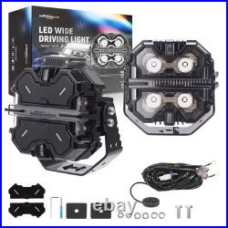 5 LED Driving Auxiliary Light RGB DRL Side Shooter Spot Flood Combo Off Road