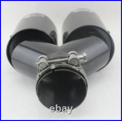 63-89mm Left Side Glossy Real Carbon Fiber Car Vehicle Dual Exhaust Pipe End Tip