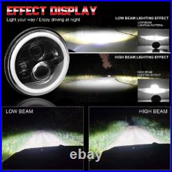 7 Inch LED Headlights Angle Eye Halo For LAND ROVER DEFENDER TD4 TD5 90 110 Pair