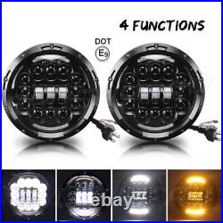 7 Inch Round LED Headlight Hi/Lo Beam For Land Rover 90/110 Defender 200 300Tdi