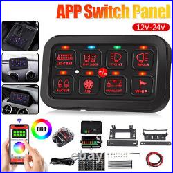 8 Gang RGB Switch Panel LED Light Bar Bluetooth APP & Remote Control 12V