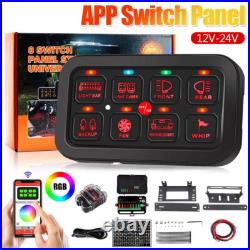 8 Gang RGB Switch Panel LED Light Bar Bluetooth APP & Remote Control 12V