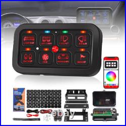 8 Gang RGB Switch Panel LED Light Bar Bluetooth APP & Remote Control 12V
