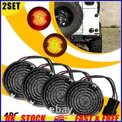 8Pcs Smoked Lens For Land Rover Defender 90 110 130 Stop Tail Light & Indicator