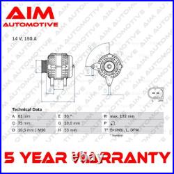 Alternator AIM Fits Land Rover Freelander BMW 3 Series 2.0 D TD4 3.0