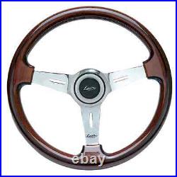 CLASSIC SPORT WOOD STEERING WHEEL 370mm LUISI MUGELLO II MAHOGANY MADE IN ITALY