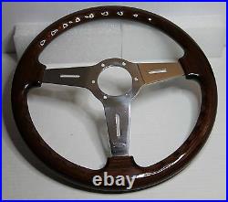 CLASSIC SPORT WOOD STEERING WHEEL 370mm LUISI MUGELLO II MAHOGANY MADE IN ITALY