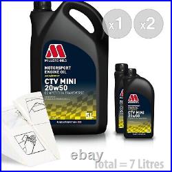 Car Engine Oil Service Kit / Pack 7 LITRES Millers CTV 20W-50 20W50 Semi Synth