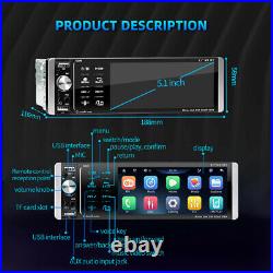 Car Radio 1DIN Bluetooth Stereo Receiver FM MP5 Player Mirror Link With4LED Camera