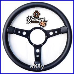 Classic Car 13 Retro Black 3 Spoke Black Vinyl Steering Wheel Boss Fitting Kit