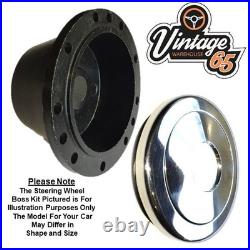 Classic Car 14 Semi Dished Riveted Dark Wood Rim Steering Wheel & Boss Kit Horn