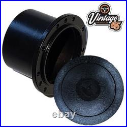 Classic Car 15 Retro Black 3 Spoke Black Vinyl Steering Wheel Boss Fitting Kit