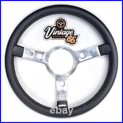 Classic Car 15 Retro Black 3 Spoke Black Vinyl Steering Wheel Boss Fitting Kit