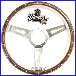 Classic Car Wood Rim Steering Wheel 16 dish 9 hole Vintage Style Riveted & Ring