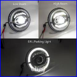 E-mark ECE RHD 7'' LED Headlight Halo Ring For Jeep Wrangler TJ LJ JK Unlimited