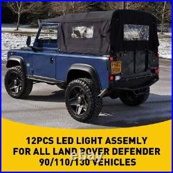 For 1990-2016 Land Rover Defender Complete LED Lamp Kits Clear Lens 90 110 130