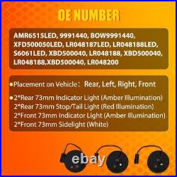 For Land Rover Defender 90/110/130 8PCS 73mm LED Lights Amber White Red IP68