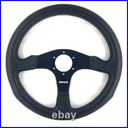 Genuine Momo Competition 350mm black leather, 3 spoke steering wheel. REF 7C