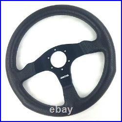 Genuine Momo Competition 350mm black leather, 3 spoke steering wheel. REF 7C