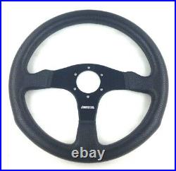 Genuine Momo Competition 350mm black leather, 3 spoke steering wheel. REF 7C