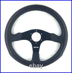 Genuine Momo Competition 350mm black leather, 3 spoke steering wheel. REF 7C