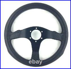 Genuine Momo Competition 350mm black leather, 3 spoke steering wheel. REF 7C