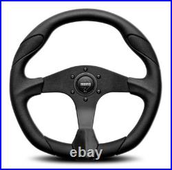 Genuine Momo Quark 350mm steering wheel Black polyurethane and BLACK air leather