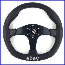 Genuine Momo Quark 350mm steering wheel Black polyurethane and BLACK air leather