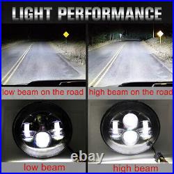 LED Headlights 50W BLACK CRYSTAL 7 Inch Headlamps for Land Rover Defender UK EU