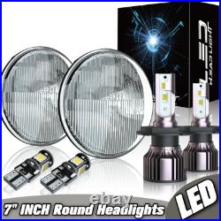LED Headlights Pair For Land Rover Defender 90 110 RHD + LHD E MARKED 7 Inch H4