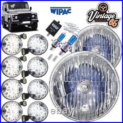 Land Rover Defender Complete Crystal Headlight & 8pc LED Light Upgrade Kit Wipac