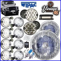 Land Rover Defender UK Crystal Headlight Upgrade & 10pc LED Ancillary Light Kit