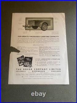 Land Rover Series 1 Brockhouse Bt8 Trailer Brochure. Rare Item