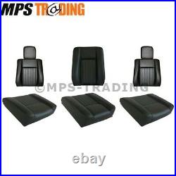 Land Rover Series 2 2a 3 Black Vinyl Deluxe Front 3 Seat Set 2 With Headrests