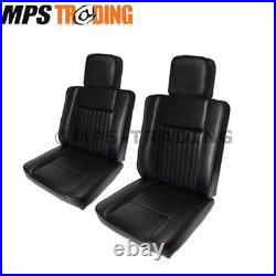 Land Rover Series 2 2a 3 Black Vinyl Deluxe Outer Front Seat Set with Headrests