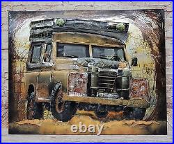 Land Rover Series III 109 All Metal Canvas Painting 3-D Classic Car Sculpture