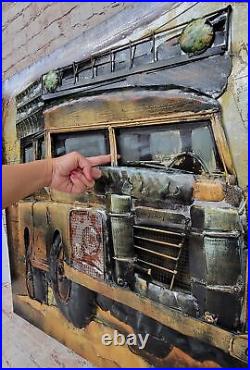 Land Rover Series III 109 All Metal Canvas Painting 3-D Classic Car Sculpture