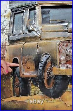 Land Rover Series III 109 All Metal Canvas Painting 3-D Classic Car Sculpture